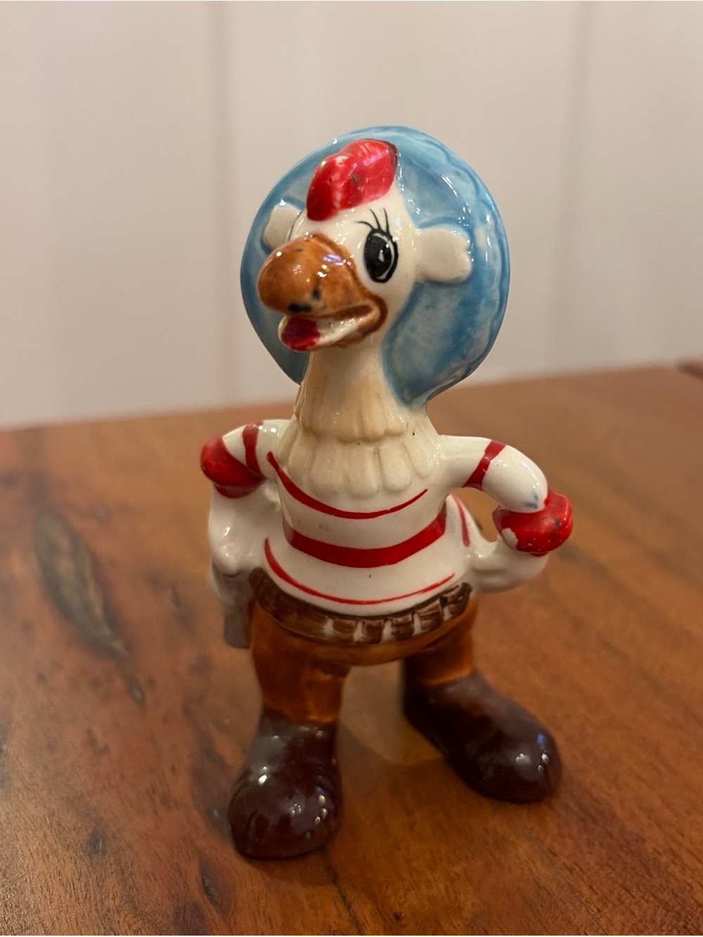 RARE Vintage Kreiss Root-en Toot-en Rooster Figurine Mid Century Ceramic Japan